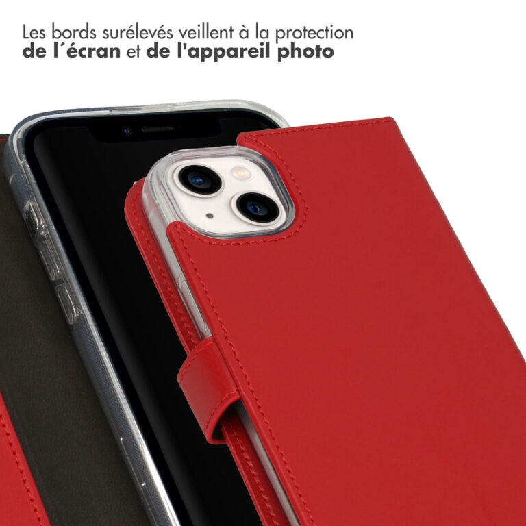 Selencia Echt Lederen Bookcase Apple iPhone 14 Plus - Rood - Afbeelding 5