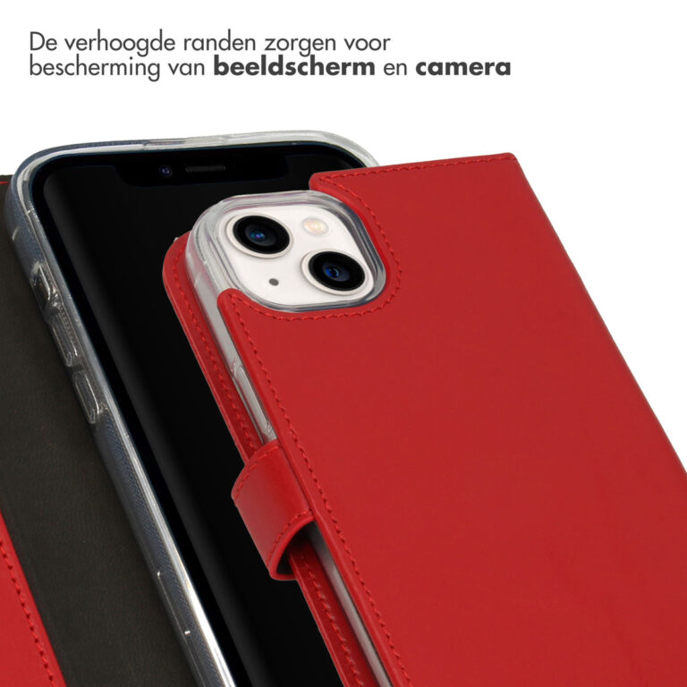 Selencia Echt Lederen Bookcase Apple iPhone 14 Plus - Rood - Afbeelding 2
