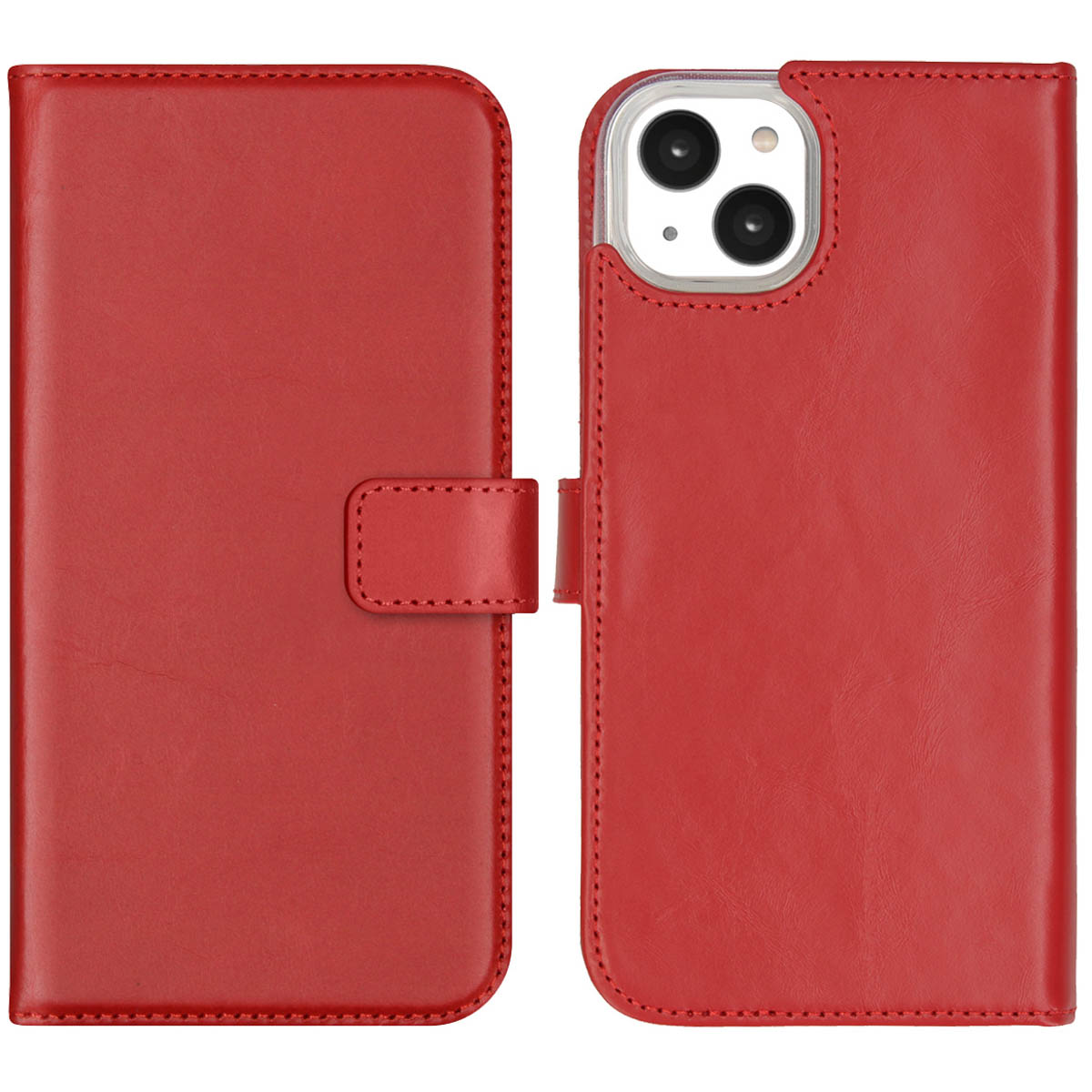 Selencia Echt Leren Bookcase iPhone 14 Plus – Rood