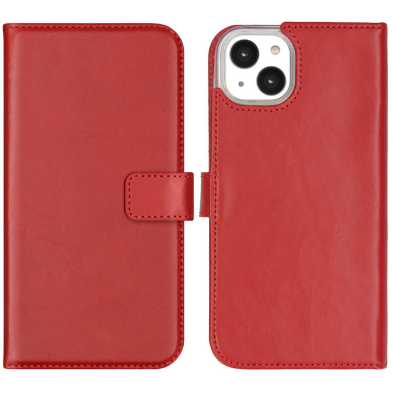 Selencia Echt Lederen Bookcase Apple iPhone 14 Plus - Rood