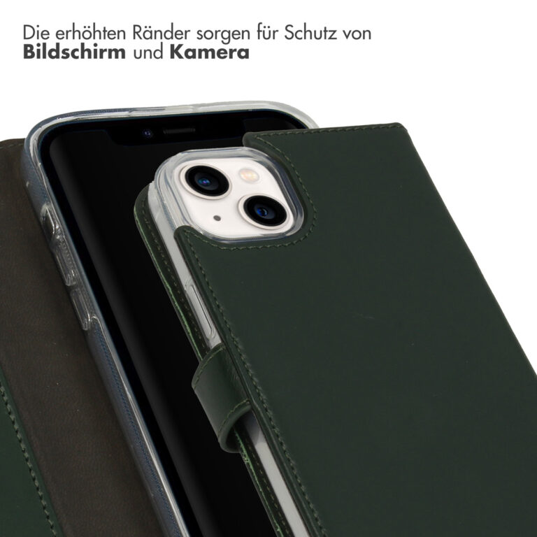 Selencia Echt Lederen Bookcase Apple iPhone 14 Plus - Groen - Afbeelding 8