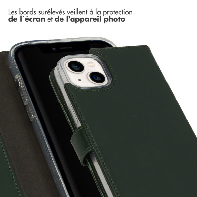 Selencia Echt Lederen Bookcase Apple iPhone 14 Plus - Groen - Afbeelding 5