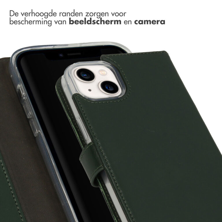 Selencia Echt Leren Bookcase iPhone 14 Plus - Groen - Afbeelding 2