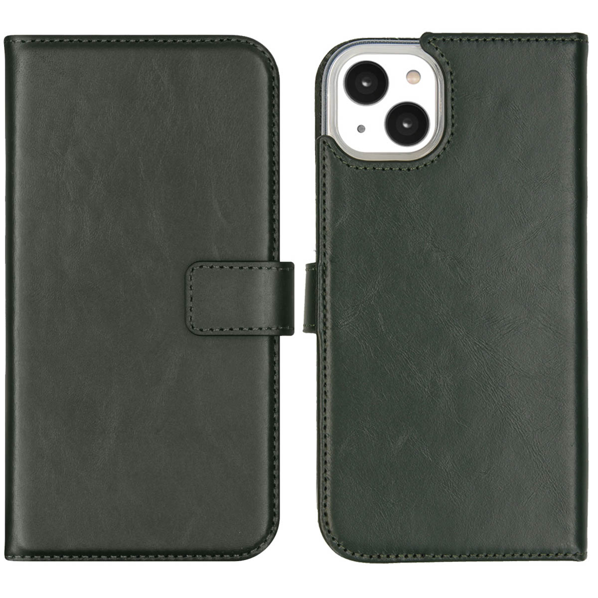 Selencia Echt Leren Bookcase iPhone 14 Plus – Groen