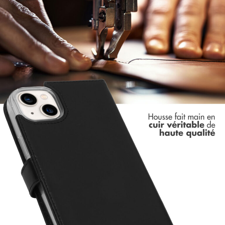 Selencia Echt Lederen Bookcase Apple iPhone 14 Plus - Zwart - Afbeelding 7