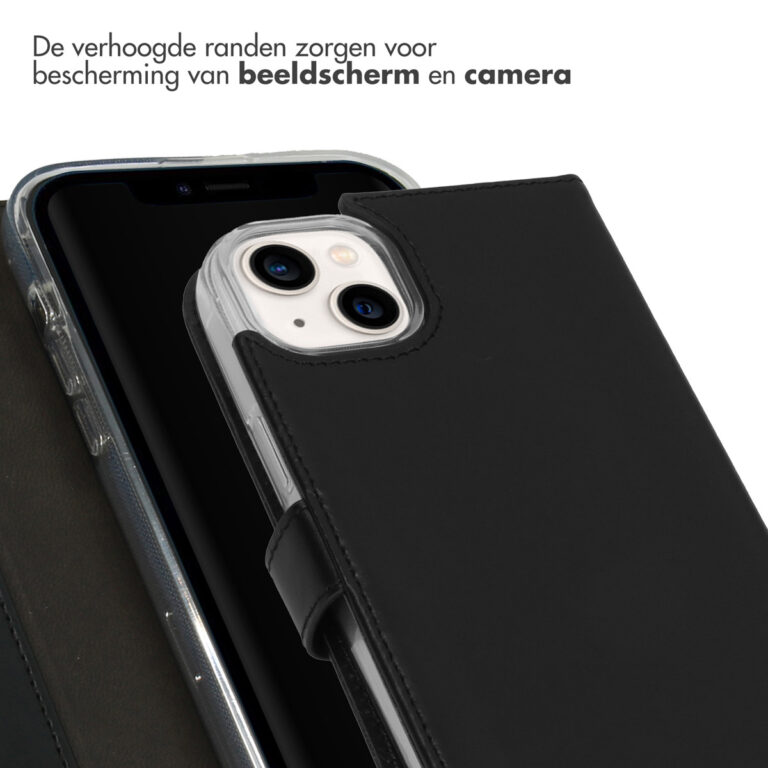 Selencia Echt Leren Bookcase iPhone 14 Plus - Zwart - Afbeelding 2