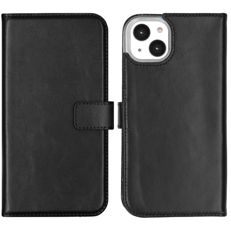 Selencia Echt Leren Bookcase iPhone 14 Plus - Zwart