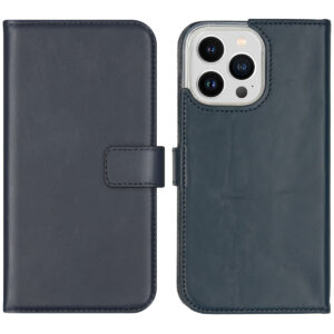Selencia Echt Lederen Bookcase Apple iPhone 14 Pro Max - Blauw