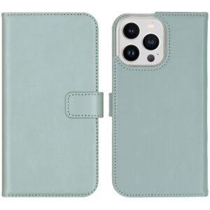 Selencia Echt Lederen Bookcase Apple iPhone 14 Pro Max - Air Blue