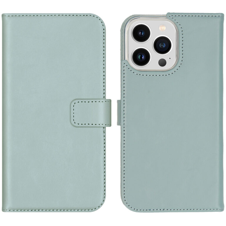Selencia Echt Lederen Bookcase Apple iPhone 14 Pro Max - Air Blue