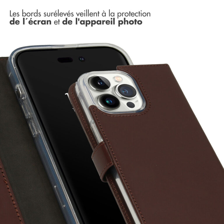 Selencia Echt Lederen Bookcase Apple iPhone 14 Pro Max - Bruin - Afbeelding 5