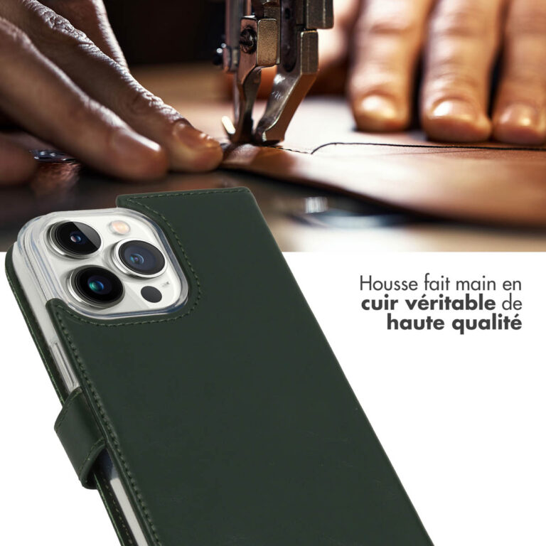 Selencia Echt Lederen Bookcase Apple iPhone 14 Pro Max - Groen - Afbeelding 7