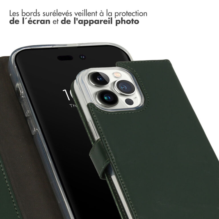 Selencia Echt Lederen Bookcase Apple iPhone 14 Pro Max - Groen - Afbeelding 5