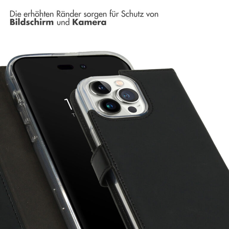 Selencia Echt Lederen Bookcase Apple iPhone 14 Pro Max - Zwart - Afbeelding 8