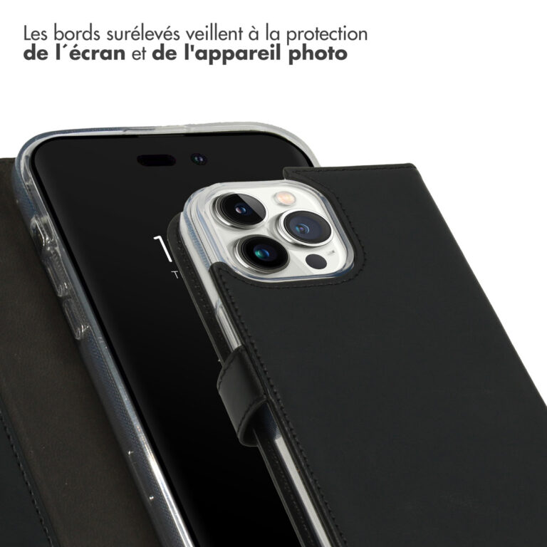 Selencia Echt Lederen Bookcase Apple iPhone 14 Pro Max - Zwart - Afbeelding 5