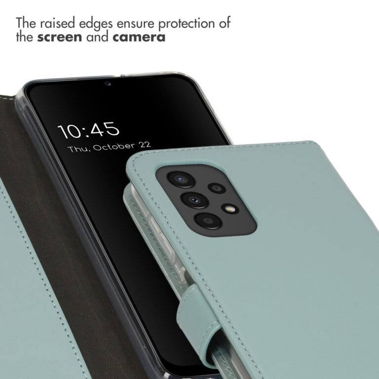 Selencia Echt Lederen Bookcase Samsung Galaxy A13 (4G) - Air Blue - Afbeelding 2