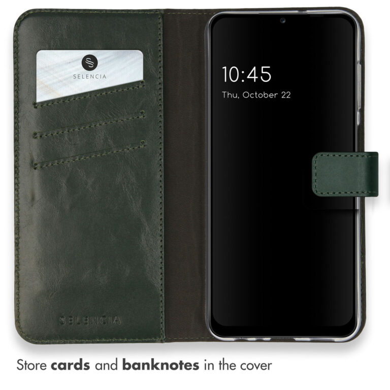 Selencia Echt Lederen Bookcase Samsung Galaxy A13 (4G) - Groen - Afbeelding 3