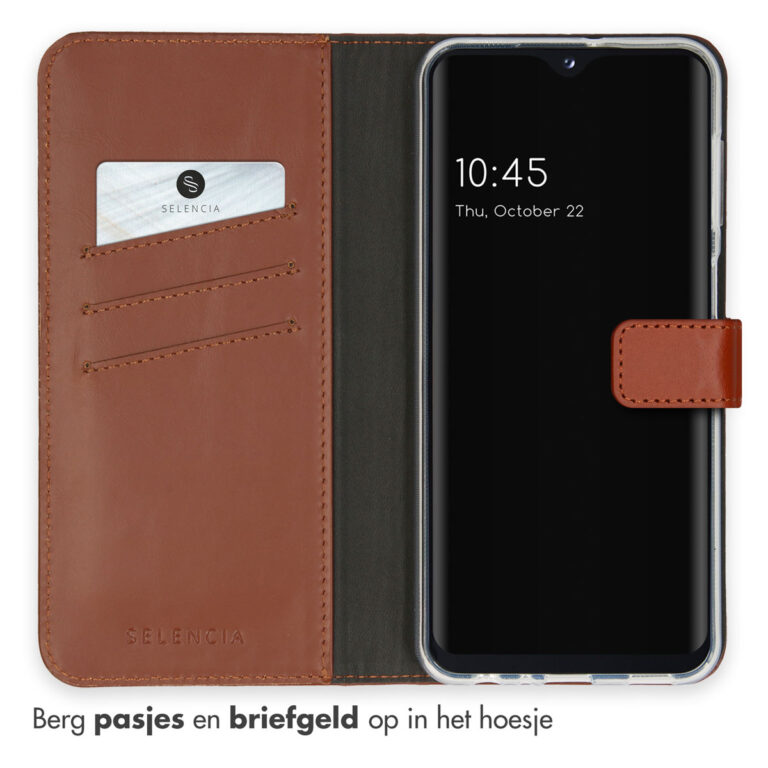 Selencia Echt Lederen Bookcase Samsung Galaxy A23 (5G) - Lichtbruin - Afbeelding 3