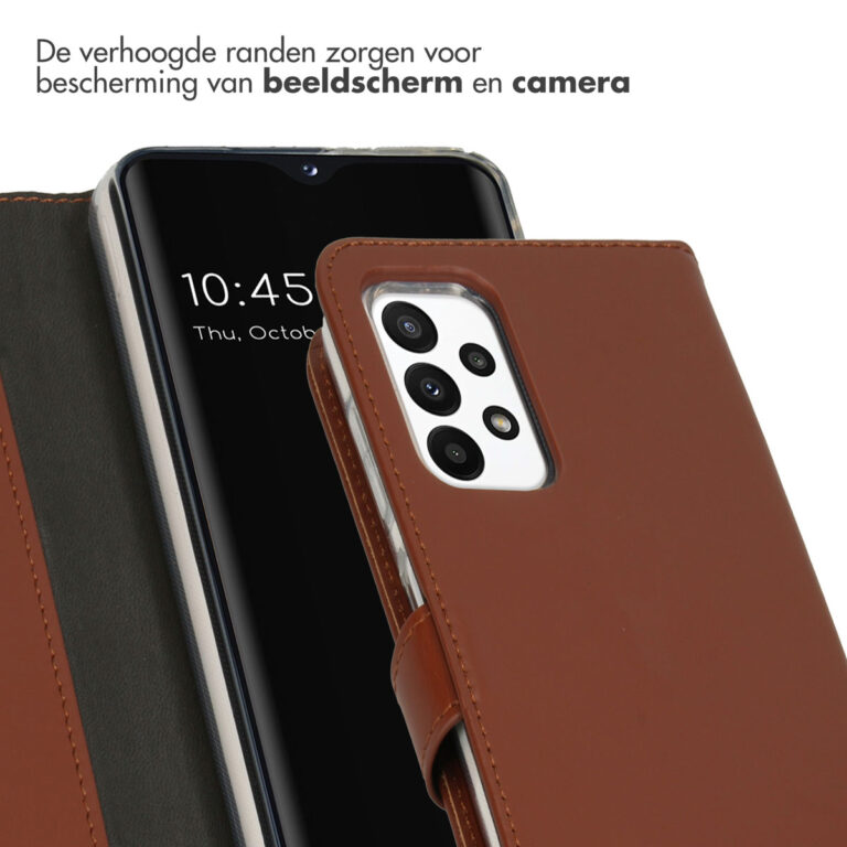 Selencia Echt Lederen Bookcase Samsung Galaxy A23 (5G) - Lichtbruin - Afbeelding 2
