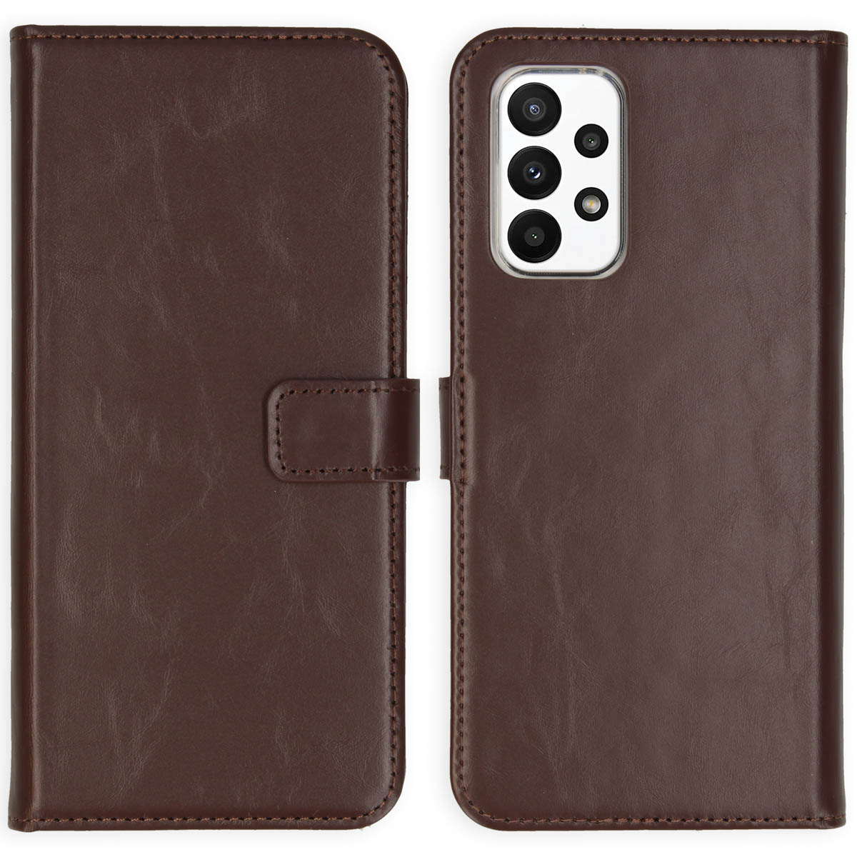 Selencia Echt Leren Bookcase Samsung Galaxy A23 (5G) – Bruin