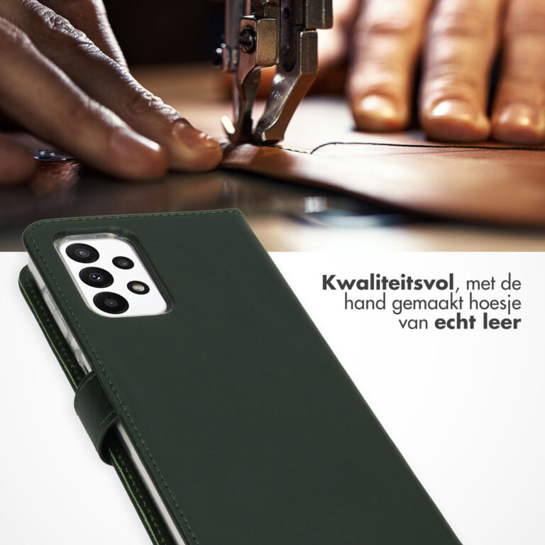 Selencia Echt Lederen Bookcase Samsung Galaxy A23 (5G) - Groen - Afbeelding 4