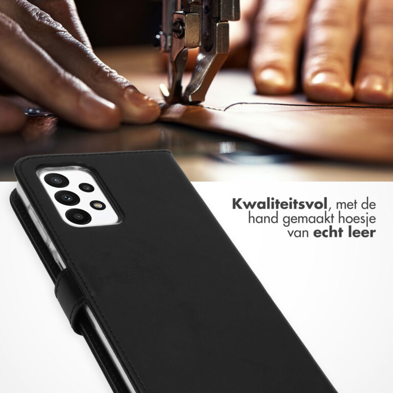 Selencia Echt Lederen Bookcase Samsung Galaxy A23 (5G) - Zwart - Afbeelding 4
