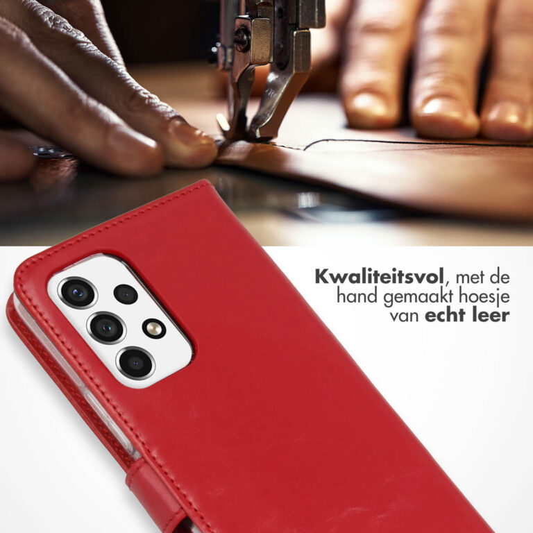 Selencia Echt Lederen Bookcase Samsung Galaxy A53 - Rood - Afbeelding 3