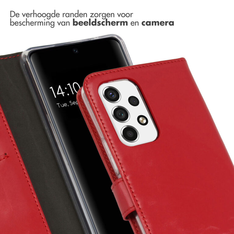 Selencia Echt Lederen Bookcase Samsung Galaxy A53 - Rood - Afbeelding 4