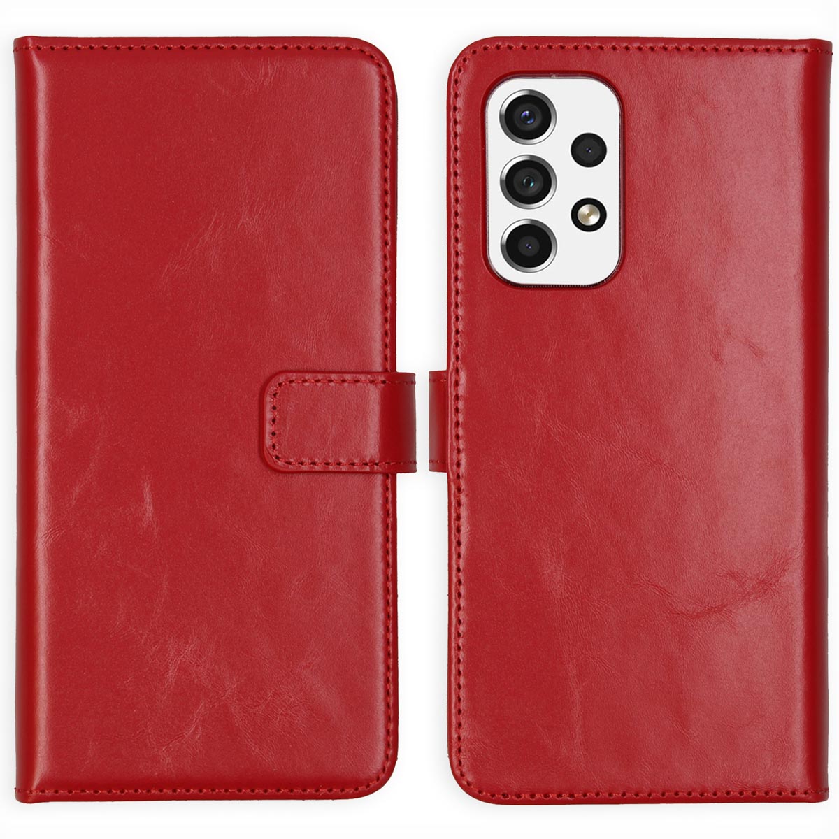 Selencia Echt Leren Bookcase Samsung Galaxy A53 – Rood
