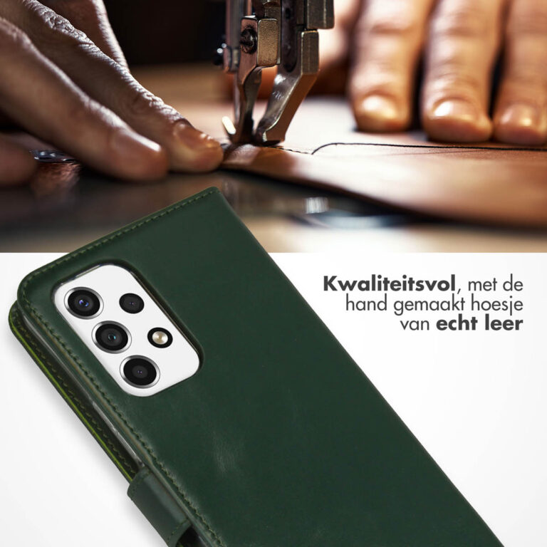 Selencia Echt Lederen Bookcase Samsung Galaxy A53 - Groen - Afbeelding 4