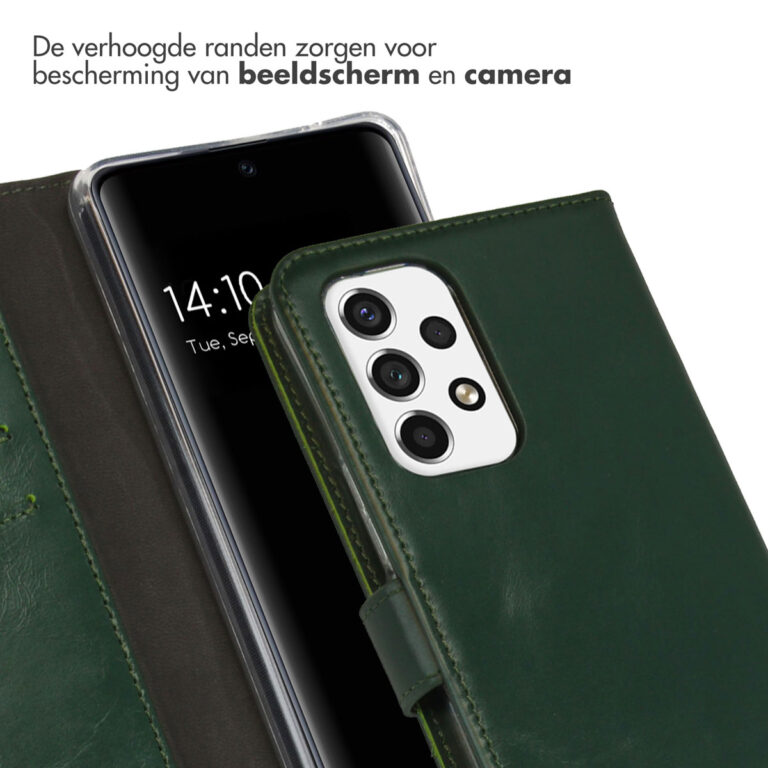 Selencia Echt Lederen Bookcase Samsung Galaxy A53 - Groen - Afbeelding 2
