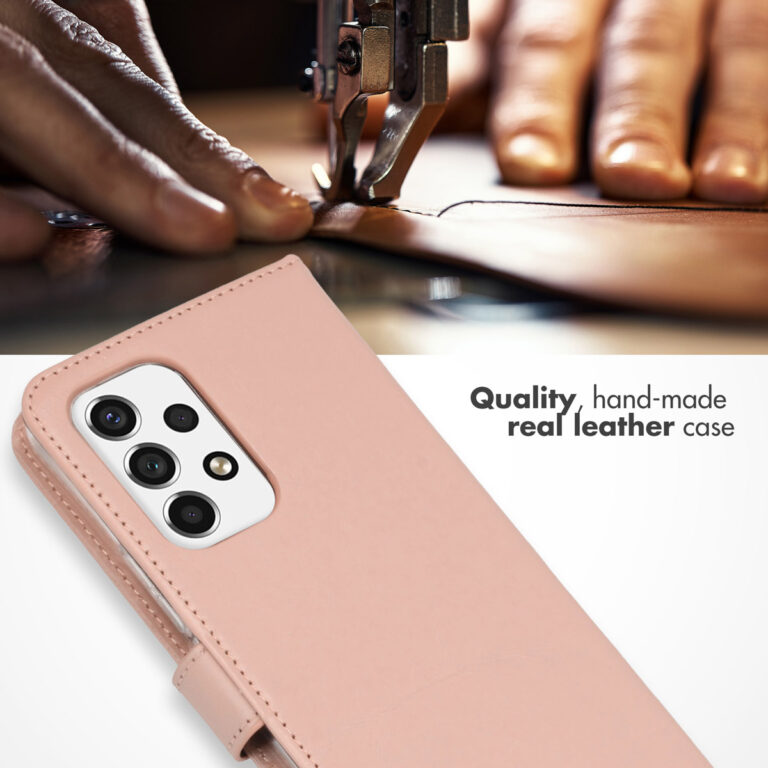 Selencia Echt Lederen Bookcase Samsung Galaxy A53 - Dusty Pink - Afbeelding 4