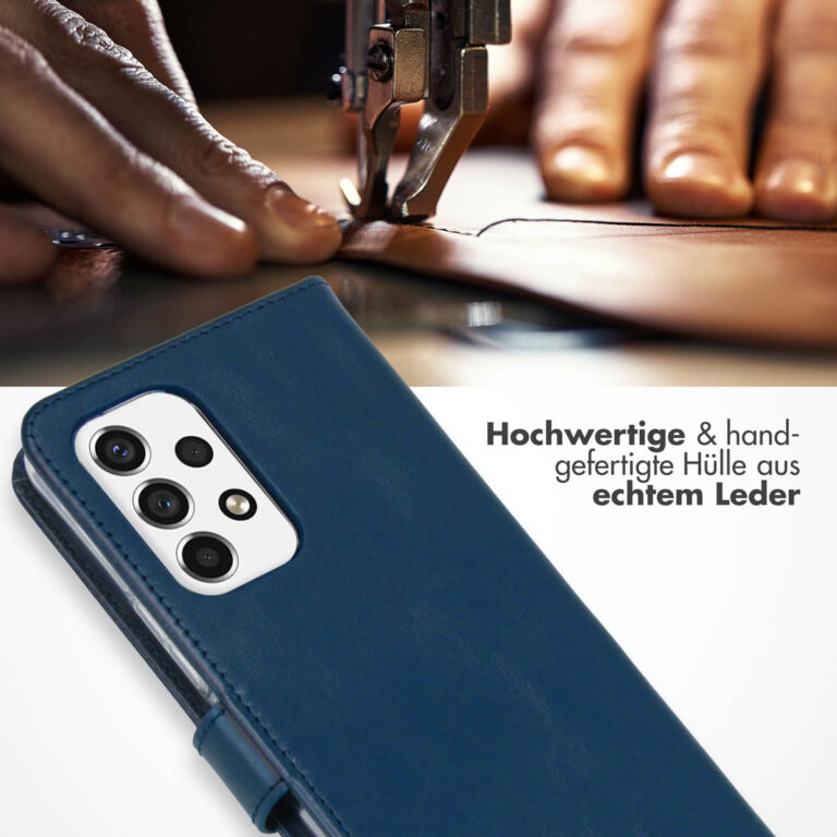Selencia Echt Lederen Bookcase Samsung Galaxy A53 - Blauw - Afbeelding 10