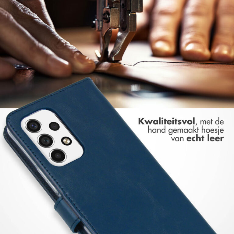 Selencia Echt Lederen Bookcase Samsung Galaxy A53 - Blauw - Afbeelding 4