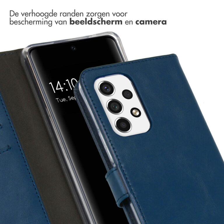Selencia Echt Lederen Bookcase Samsung Galaxy A53 - Blauw - Afbeelding 2