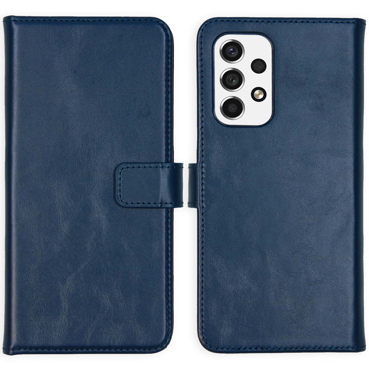 Selencia Echt Leren Bookcase Samsung Galaxy A53 – Blauw