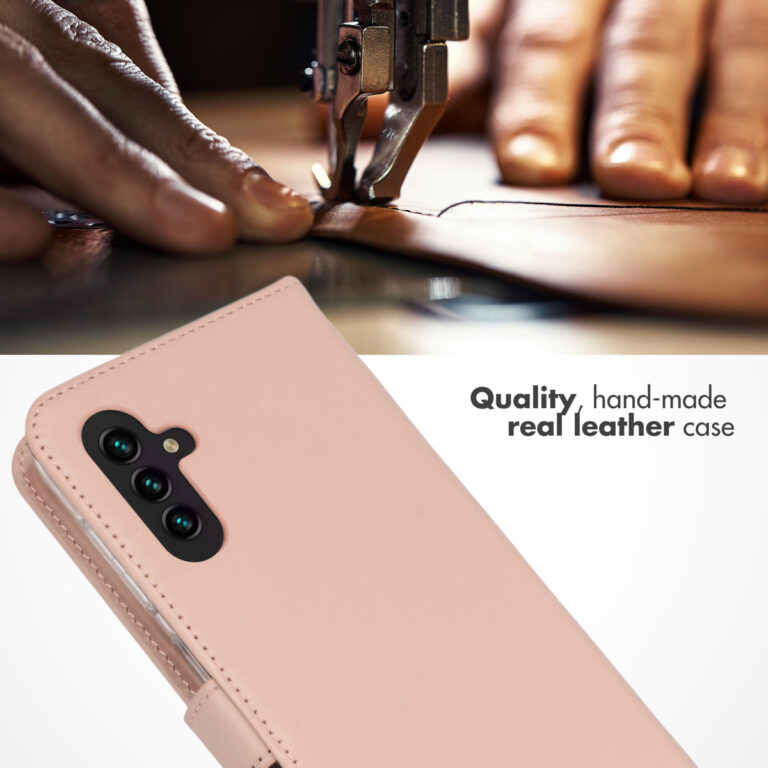 Selencia Echt Lederen Bookcase Samsung Galaxy A13 (5G) / A04s - Dusty Pink - Afbeelding 4