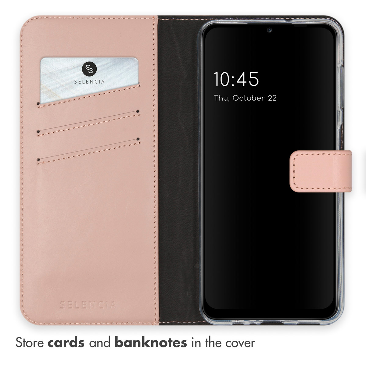 Selencia Echt Leren Bookcase Samsung Galaxy A13 (5G) / A04s - Dusty Pink - Afbeelding 3