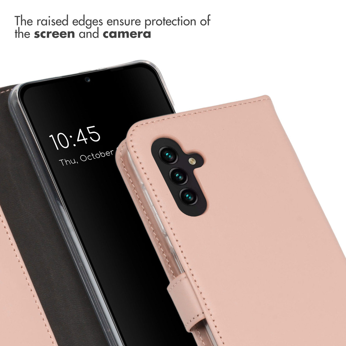 Selencia Echt Leren Bookcase Samsung Galaxy A13 (5G) / A04s - Dusty Pink - Afbeelding 4