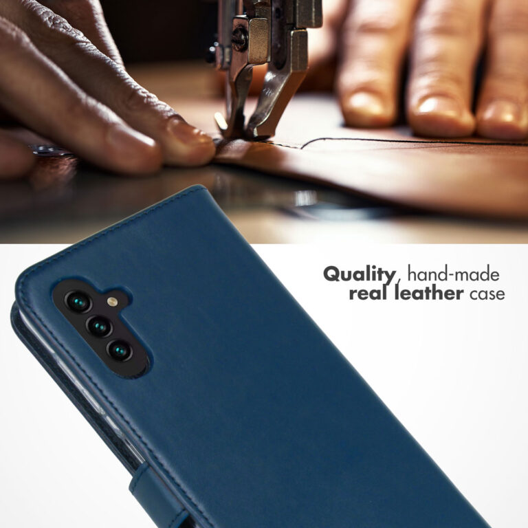Selencia Echt Lederen Bookcase Samsung Galaxy A13 (5G) / A04s - Blauw - Afbeelding 4