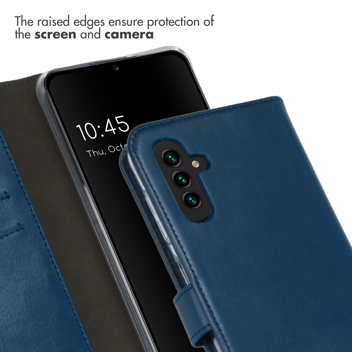 Selencia Echt Leren Bookcase Samsung Galaxy A13 (5G) / A04s - Blauw