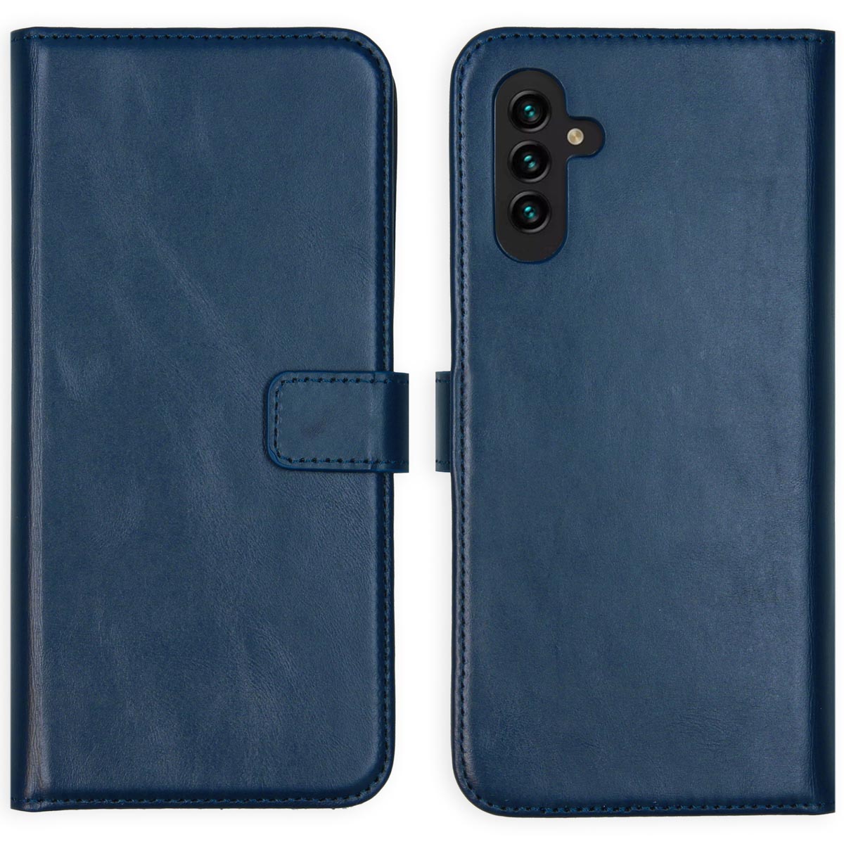 Selencia Echt Leren Bookcase Samsung Galaxy A13 (5G) / A04s – Blauw