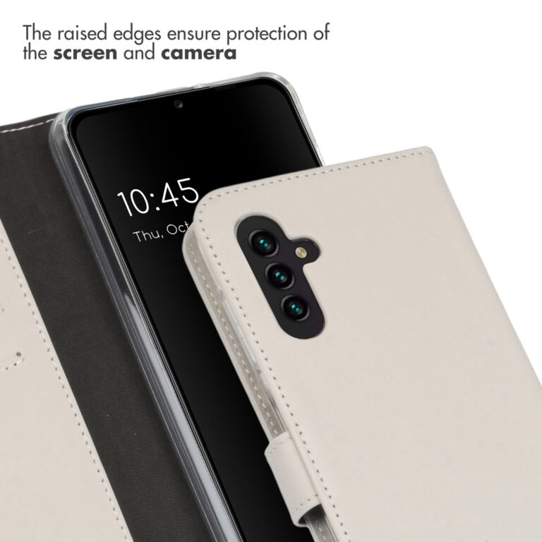 Selencia Echt Lederen Bookcase Samsung Galaxy A13 (5G) / A04s - Greige - Afbeelding 2