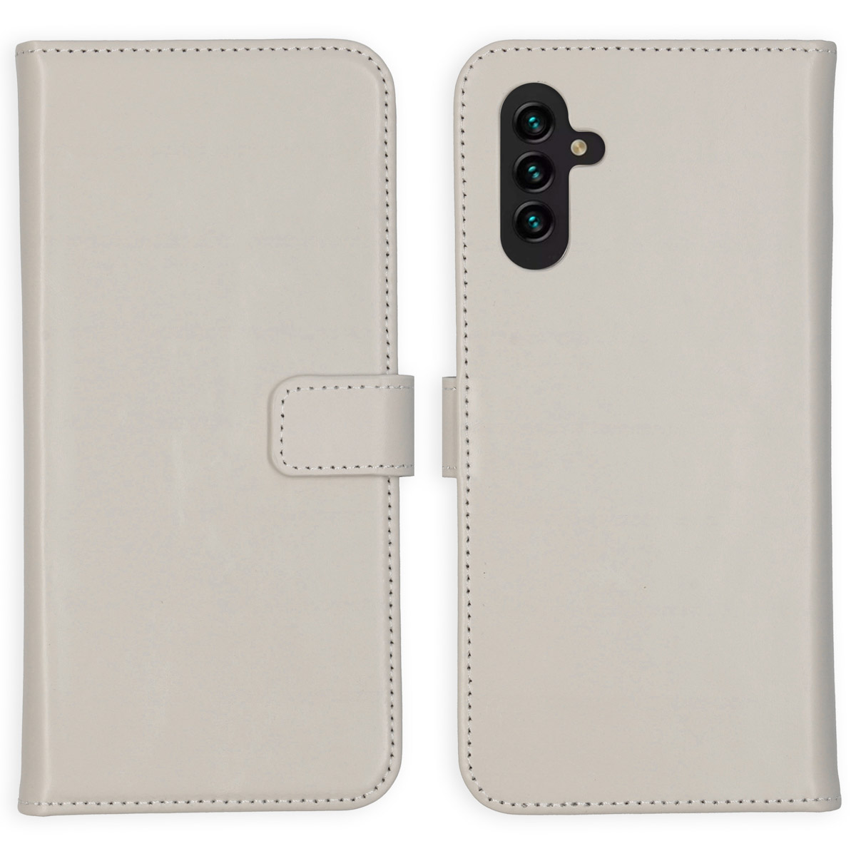 Selencia Echt Leren Bookcase Samsung Galaxy A13 (5G) / A04s – Greige