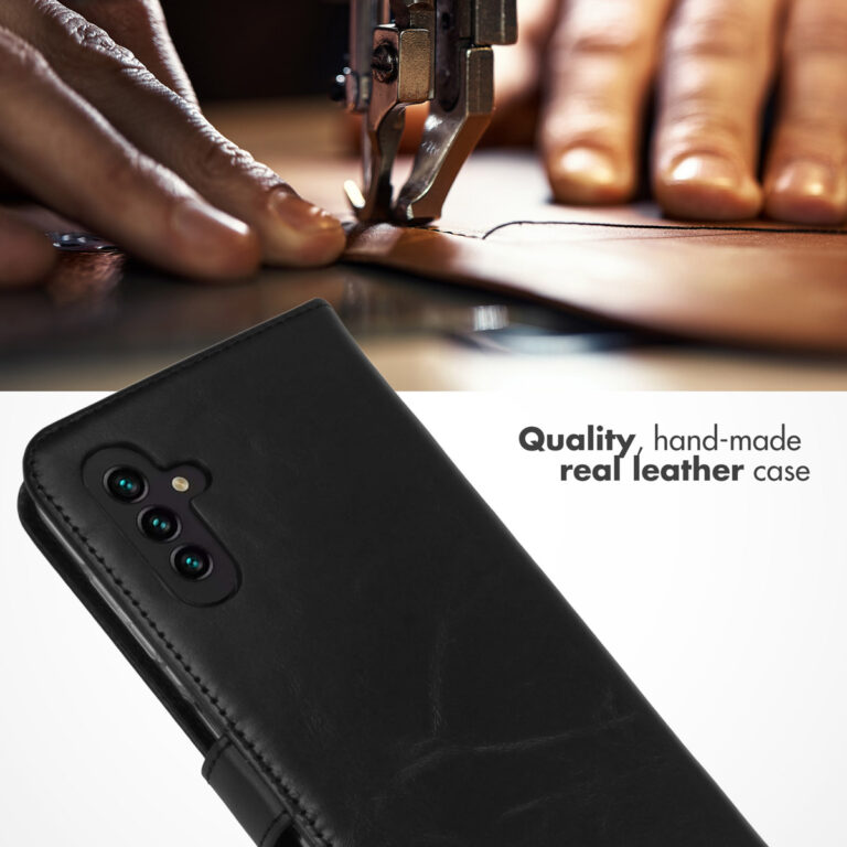 Selencia Echt Leren Bookcase Samsung Galaxy A13 (5G) / A04s - Zwart - Afbeelding 4