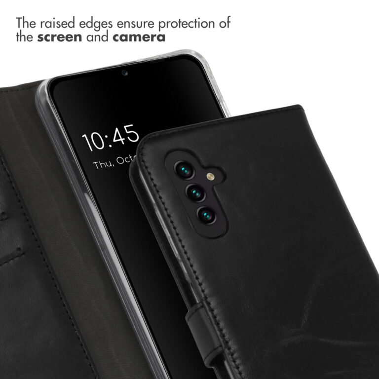 Selencia Echt Lederen Bookcase Samsung Galaxy A13 (5G) / A04s - Zwart - Afbeelding 2