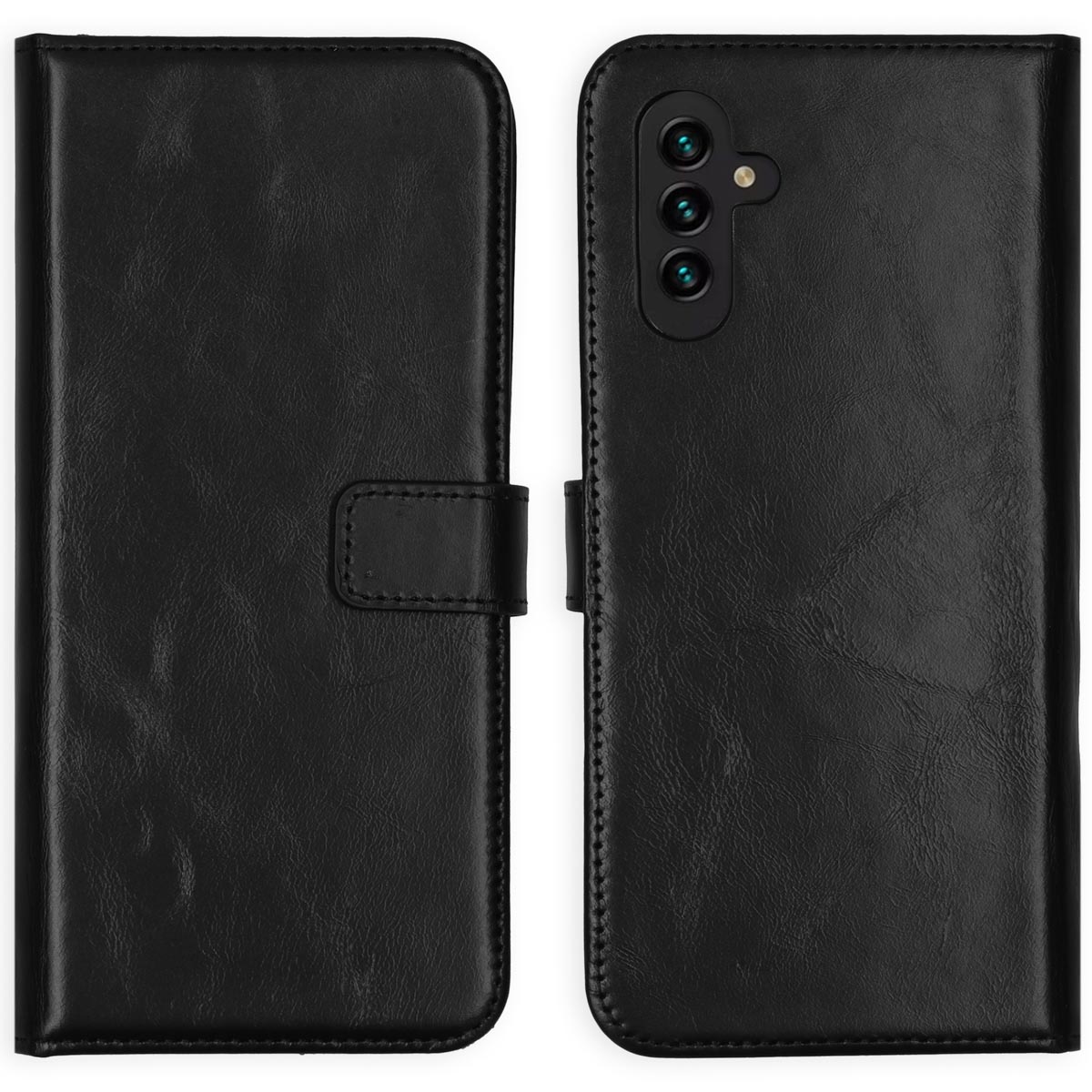 Selencia Echt Leren Bookcase Samsung Galaxy A13 (5G) / A04s – Zwart