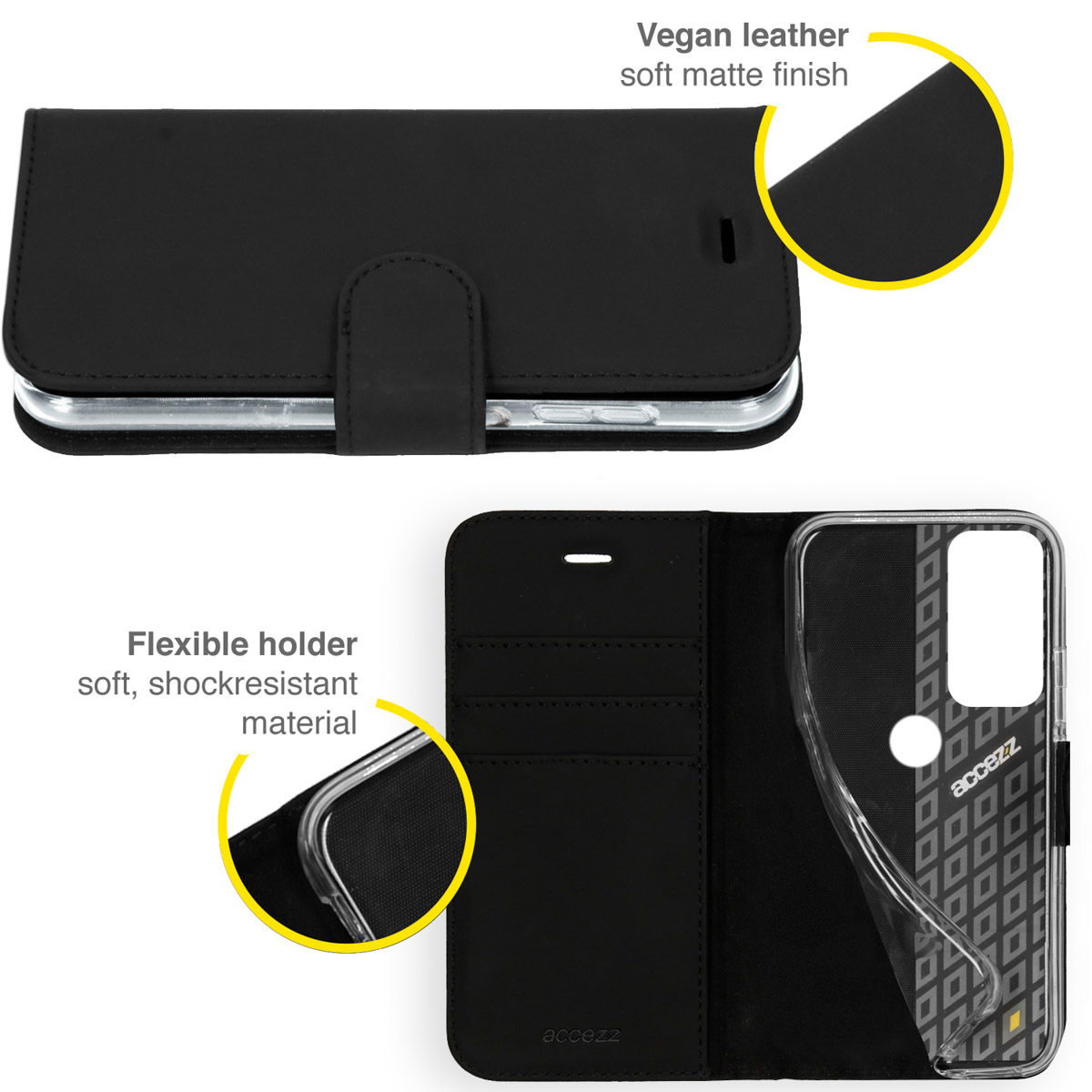Accezz Wallet Softcase Bookcase Motorola Moto G60 - Zwart - Afbeelding 2