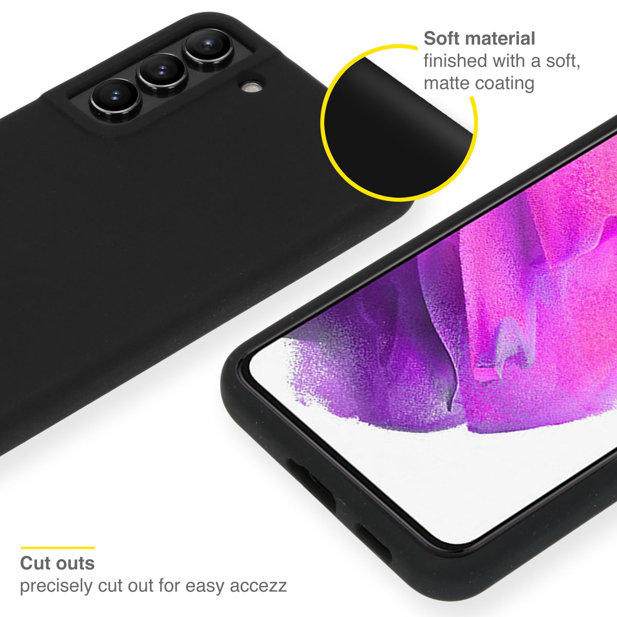 Accezz Liquid Silicone Backcover Samsung Galaxy S22 Plus - Zwart - Afbeelding 2