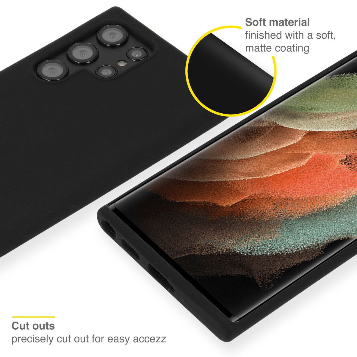 Accezz Liquid Silicone Backcover Samsung Galaxy S22 Ultra - Zwart - Afbeelding 5